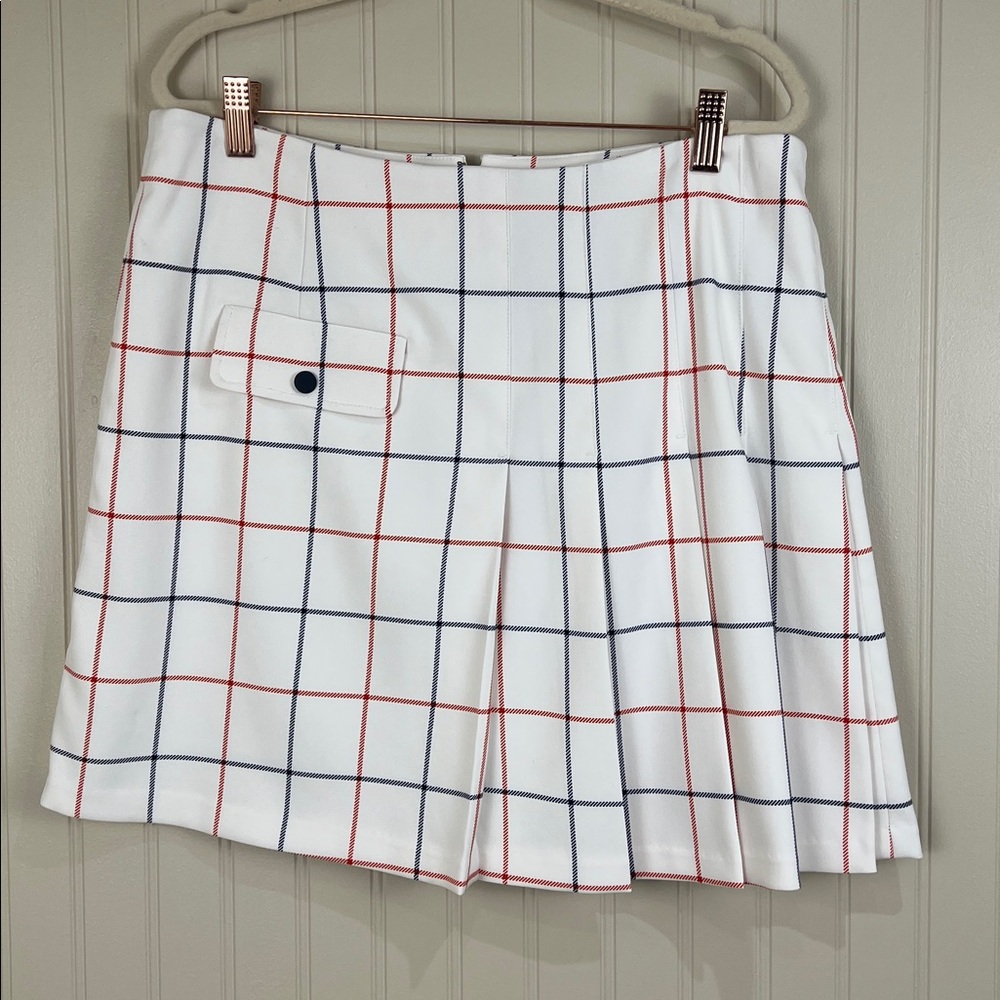 Tori Burch Stretch Women Pleated Skirt Plaid Size Large
